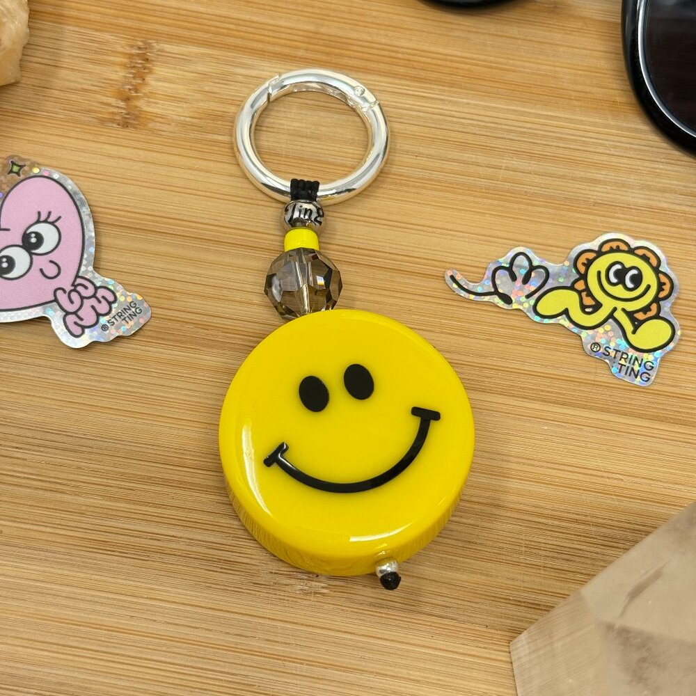 String Ting Happy Smile Chunky Bag Charm w Swarovski Crystal